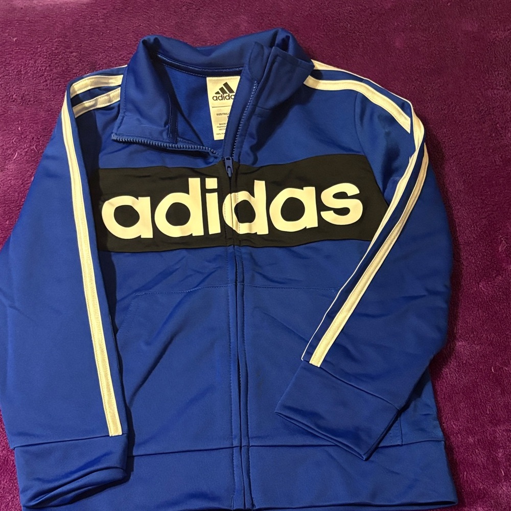 Adidas Blue Track Jacket with White Stripes